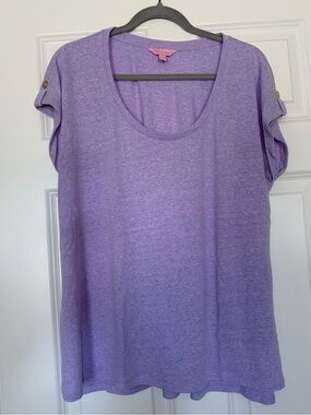 Lilly Pulitzer short sleeve shirt size L purple linen blend